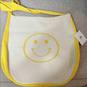 Yellow and White Smiley Face Shoulder Bag